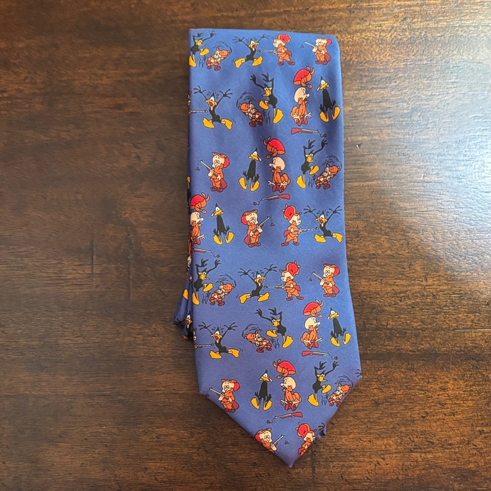 Looney Tunes Daffy Duck Elmer Fudd Blue Tie